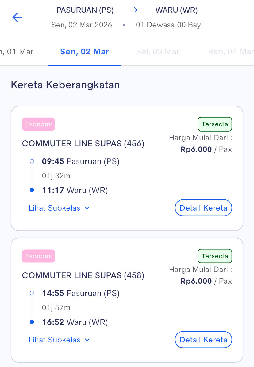 geep_faa's tweet photo. Min @KAI121 @CommuterLine @keretaapikita kenapa per maret jadwal perjalanan commuter line supas hanya ada 2 kali saja ya? Mohon penjelasannya. Tks https://t.co/Gxo6Jx9xcj