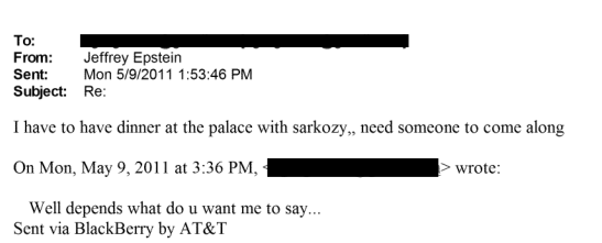 Spoty40's tweet image. 😉
From: Jeffrey Epstein     
"Je dois dîner au palais avec SARKOZY; il me faut quelqu'un pour m'accompagner."
justice.gov/epstein/files/…