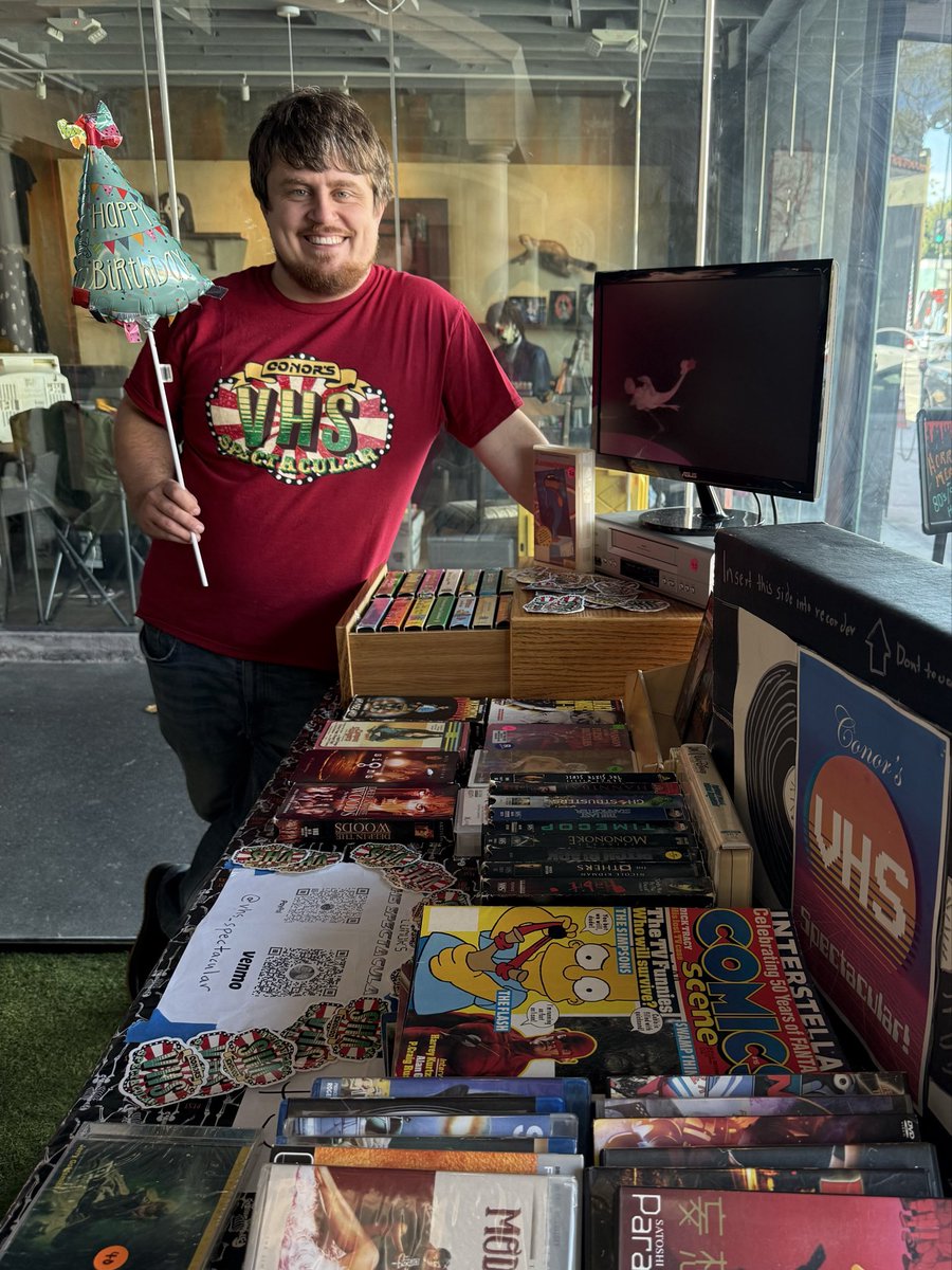 conor_holt's tweet photo. VHS Swap at Slasher World! I’m here till 5, selling tapes, DVDs &amp; film magazines #VHSforever https://t.co/YFwn6JHklr