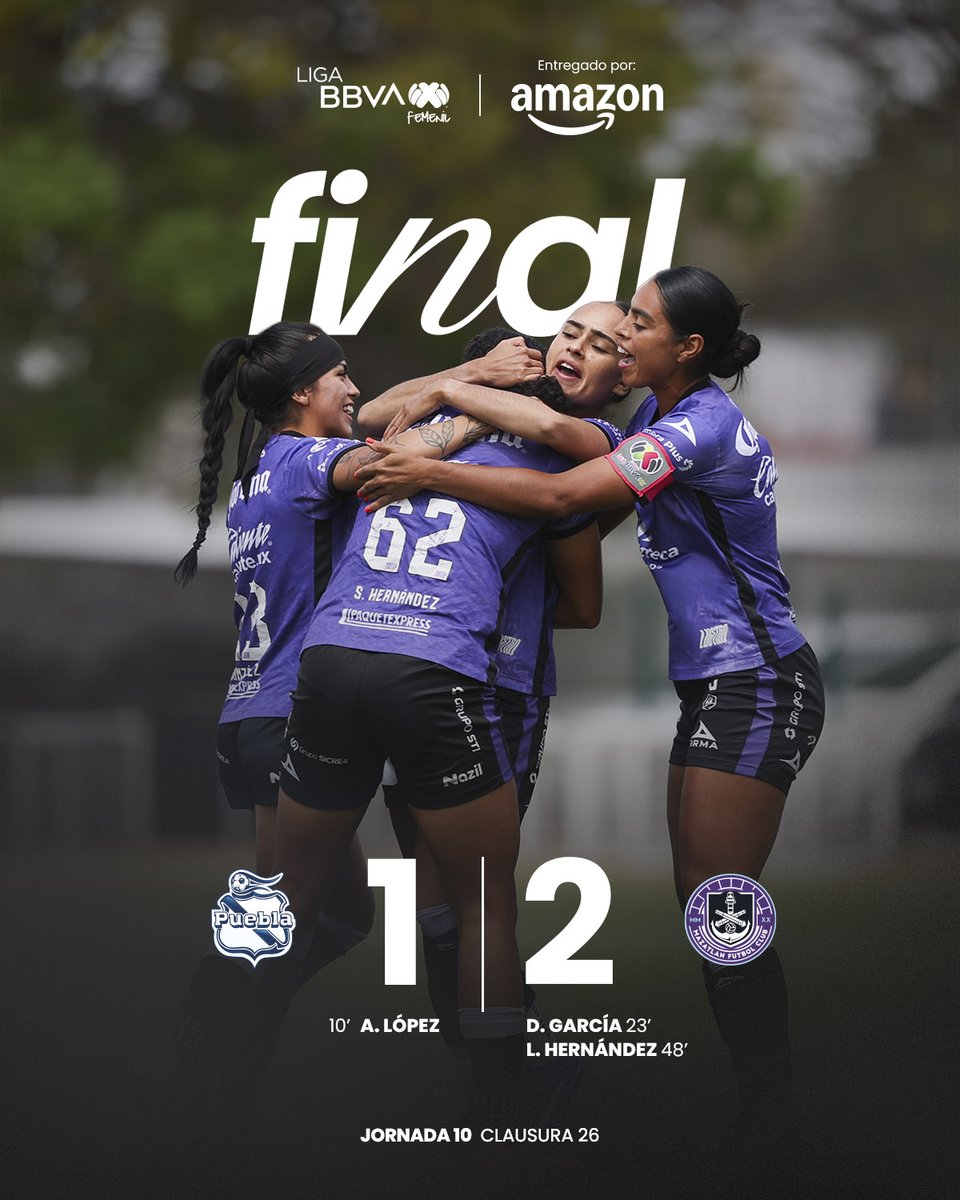El <a href="/MazatlanFem/">Mazatlán FC Femenil ⚓️</a> venció al <a href="/ClubPueblaFem/">Club Puebla Femenil🎽</a> en juego de la Fecha 10 del #C26 de la <a href="/LigaBBVAFemenil/">LigaBBVAFemenil</a>