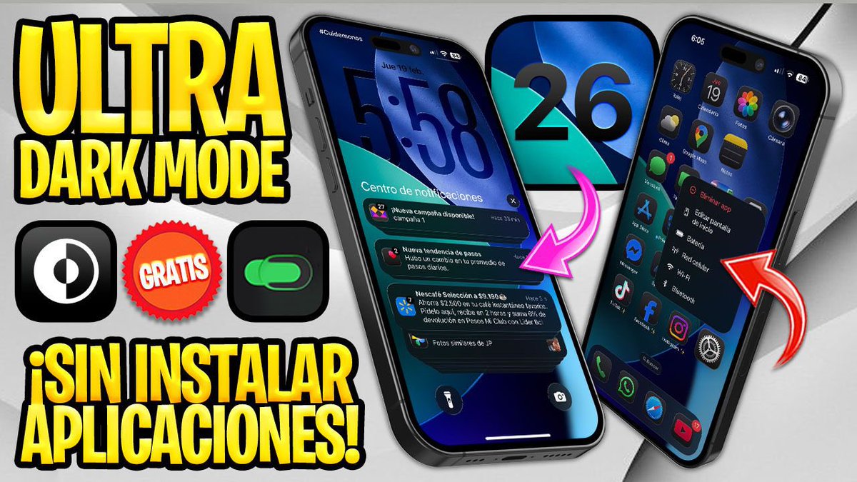 ✅ TUTORIAL PARA ACTIVAR MODO ULTRA OSCURO EN TU #iPHONE 📲

🎥 youtu.be/oiBxUSCDT2I

🪄 Dale un aspecto único a tu dock, notificaciones, reloj, widgets, aplicaciones y cada rincón de #iOS ✨

💎 Método completamente gratuito, ya que sólo debes elegir +5 ajustes de #iOS26 ⚙️