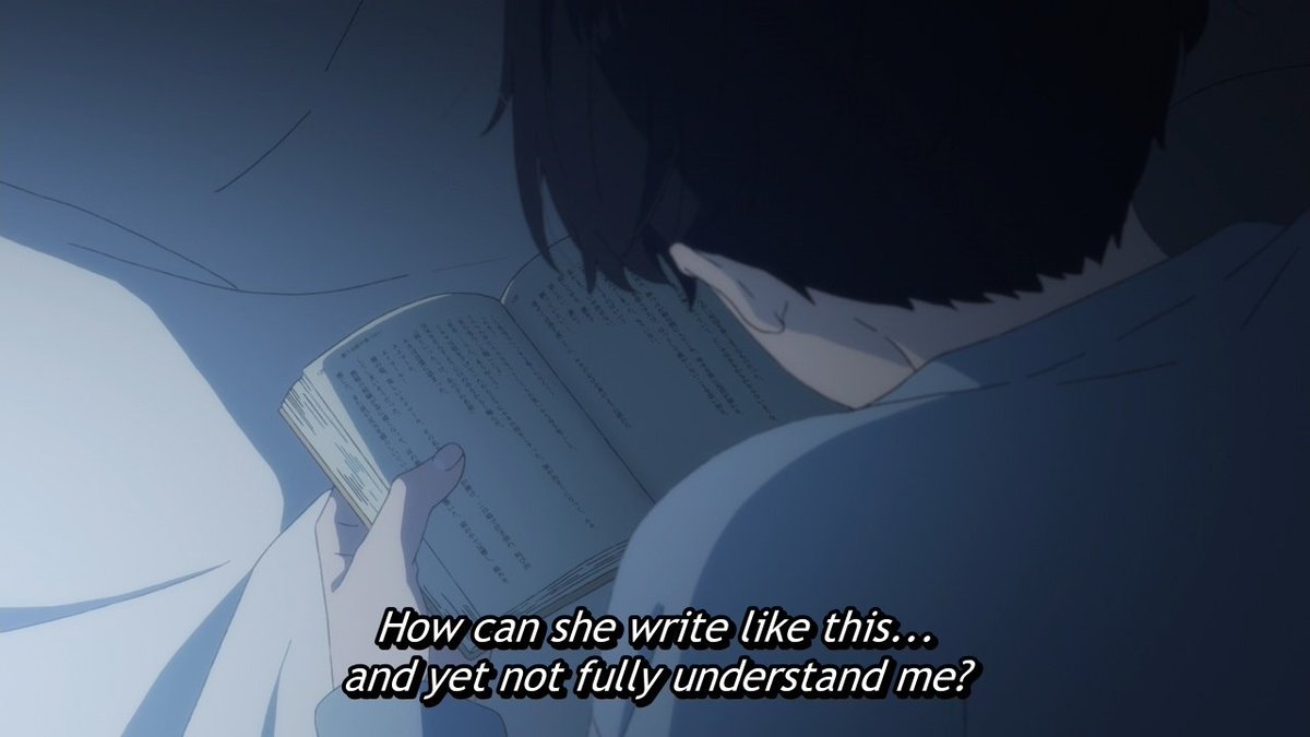 It's interesting how Ikoku Nikki balances between its two leads. We had a few more strongly Makio-centric episodes, but now the focus is on Asa and her unbearable, nameless, adolescent pain. And also the idea of conveying things in writing, which ties the two sides together.