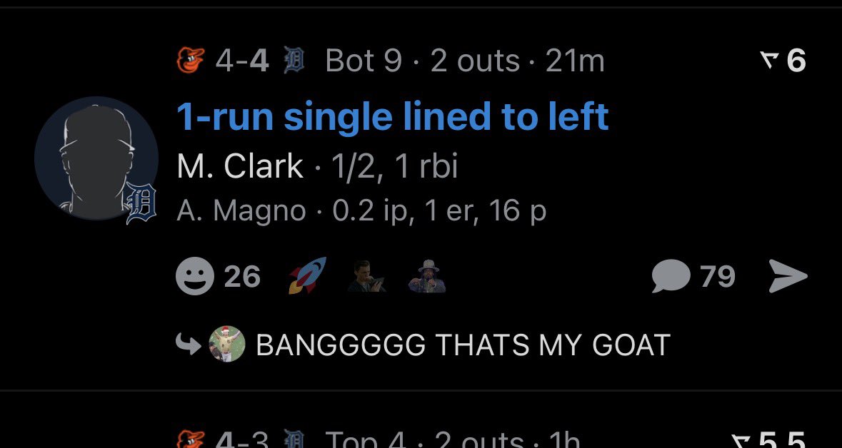 SBR_bets's tweet image. People are saying Max Clark is the clutchest hitter in the league.