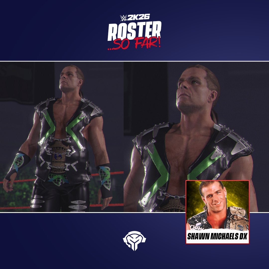 TheGameTitan's tweet photo. FIRST LOOK at Shawn Michaels (DX). Available with the Monday Night War Edition in #WWE2K26 https://t.co/WZLEGNaI6h