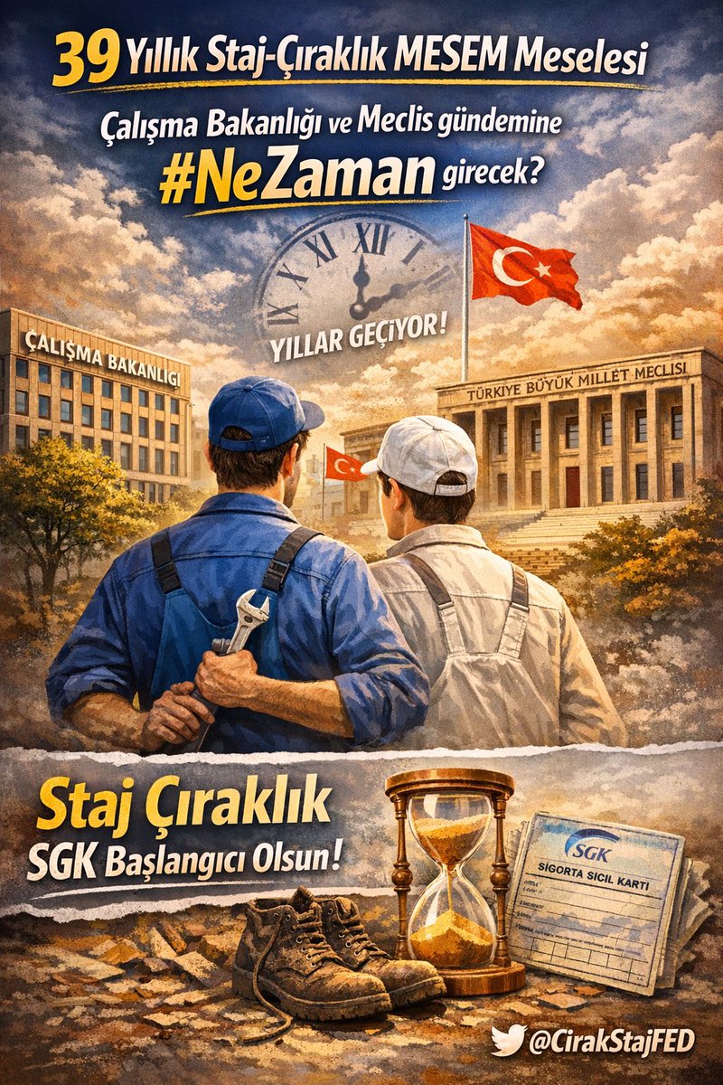 <a href="/CirakStajFED/">STAJ VE ÇIRAKLIK SİGORTASI MAĞDURLARI FEDERASYONU</a> <a href="/RTErdogan/">Recep Tayyip Erdoğan</a> <a href="/RTEdijital/">Erdoğan Dijital Medya</a> <a href="/_cevdetyilmaz/">Cevdet Yılmaz</a> <a href="/NumanKurtulmus/">Numan Kurtulmuş</a> <a href="/mehmetucum/">Mehmet Uçum</a> <a href="/oktay_saral/">Oktay SARAL</a> <a href="/ejderacikkapi/">Ejder AÇIKKAPI🇹🇷</a> <a href="/MahinurOzdemir/">Mahinur Özdemir Göktaş</a> <a href="/profdrorhanates/">Prof. Dr. Orhan Ateş</a> <a href="/MvDrHasanArslan/">Dr. Hasan Arslan</a> <a href="/aerdemcantimur/">Abdullah Erdem Cantimur</a> <a href="/Korkutata_Zeki/">Zeki Korkutata</a> <a href="/isikhanvedat/">Prof. Dr. Vedat Işıkhan</a> <a href="/vedatbilgn/">Vedat Bilgin</a> <a href="/akbasogluemin/">Av. M.Emin AKBAŞOĞLU 🇹🇷</a> <a href="/NazimMavis/">Dr. Nazım Maviş</a> Emeğimizin,iş gücümüzün,çocuk yaşta verdiğimiz zamanımızın değerini bulmasını,Staj-Çıraklık sigorta başlangıcı olmasını istiyoruz.
<a href="/anahtarparti/">Anahtar Parti</a>
<a href="/yavuzagiraliog/">Yavuz Ağıralioğlu</a> 
<a href="/Hayaticetin40/">Hayati Çetin</a>
<a href="/Dr_CahitVural/">Op.Dr.Cahit Vural</a>
100 Yılın Ayıbı
#StajÇıraklıkSigortasıMağdurlarınaSahipÇıkılmıyor