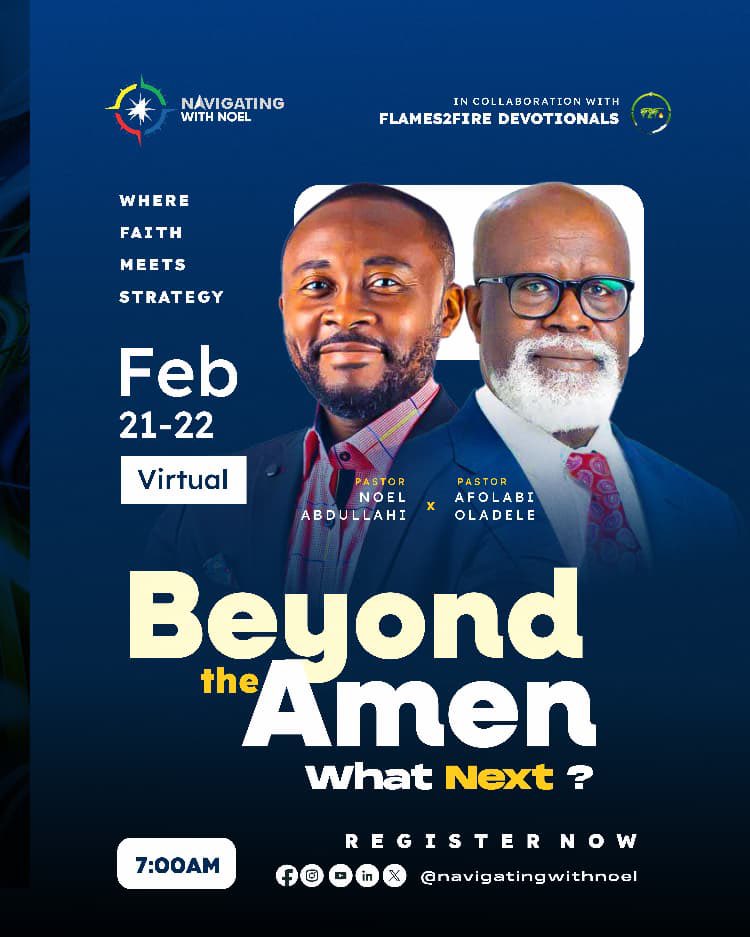 Countdown to 7PM!

We go live in just a few hours! 🔥

Get your notebook ready.
Set your reminder.
Position yourself for clarity and execution.

Beyond the Amen starts by 7:00 PM sharp.

Don’t miss this moment  your 2026 deserves intention and action.

See you at 7PM WAT 🙏