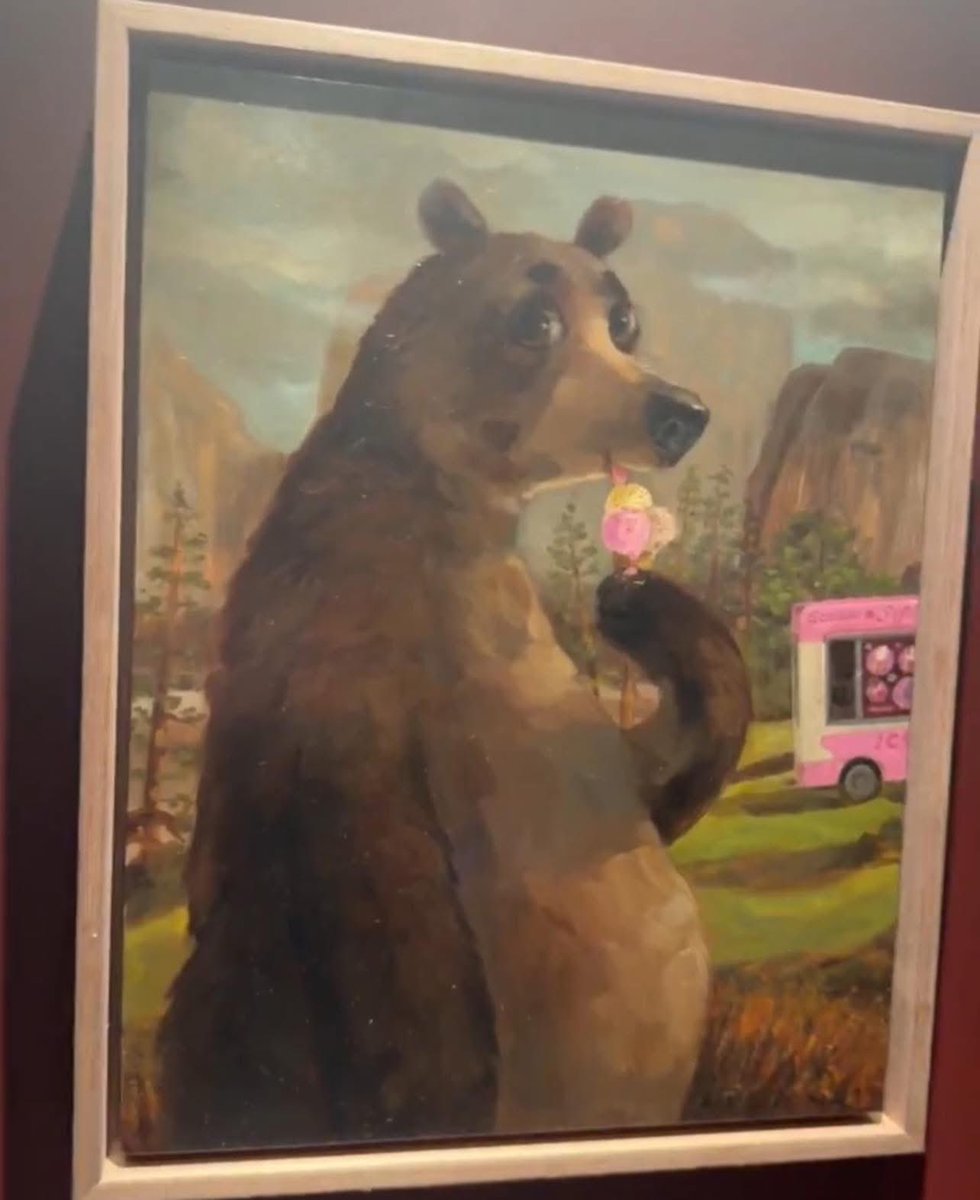 Imagine dedicating hundreds of posts and tweets talking badly about Taehyung, and then he's on a live stream doing a house tour showing off a painting of a bear eating ice cream 😭