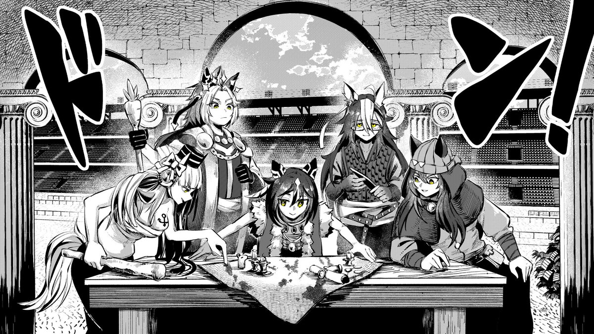 The Golden Syndicate! >:)
(Comm for <a href="/waffletrigger/">Wabble</a>)

(Gold Ship, Nakayama Festa, Orfevre, Dream Journey, Stay Gold)
#umamusume #ウマ娘