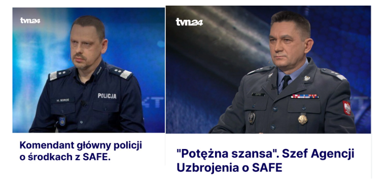 Czy aby na pewno dobrym pomysłem jest wysłanie mundurowych do mediów, żeby przychylnie komentowali POLITYCZNE decyzje?

W naszej ocenie nie powinno mieć to miejsca, budzi to w społeczeństwie obraz upolityczniania służb, co może zaszkodzić i tak już nadszarpniętej ostatnimi