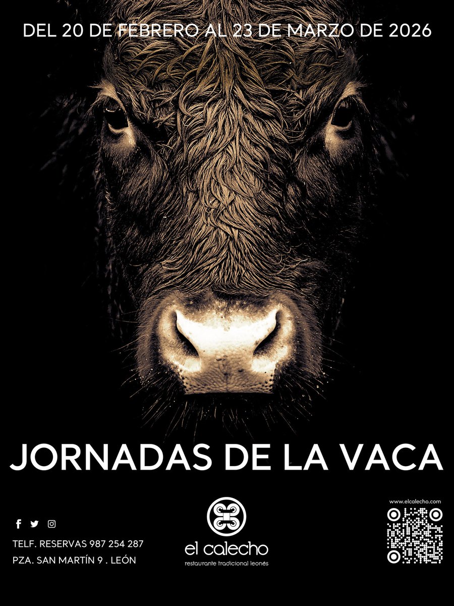 ElCalechoLeon's tweet photo. JORNADAS DE LA VACA
📆 Del 20 de febrero hasta el 23 de marzo disfruta de nuestras jornadas en barra, mesa alta o comedor.
Estamos en : 
📍 plaza San Martín n ° 9, en León (España)
Reservas al ☎️ : 987 254 287.
.
.
#elcalechorestauranteleon #leonesp #barriohumedo #vaca https://t.co/cBUQa66JLy