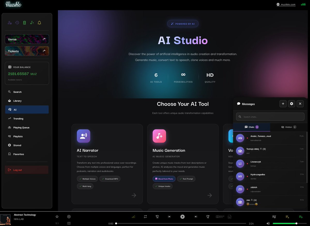 AI studio w Muzible na wlasnych modelach testowanko on-going.. Ogolnie calkiem niezle wyszly.. jeszcze czekamy na dane do muzyki.. poki co zescrapowane "sporo" neta ale przydalby sie dodatkowy "+/- milion" rekordow.. na odpowiednich licencjach z wokalami.. moja autoregresja by