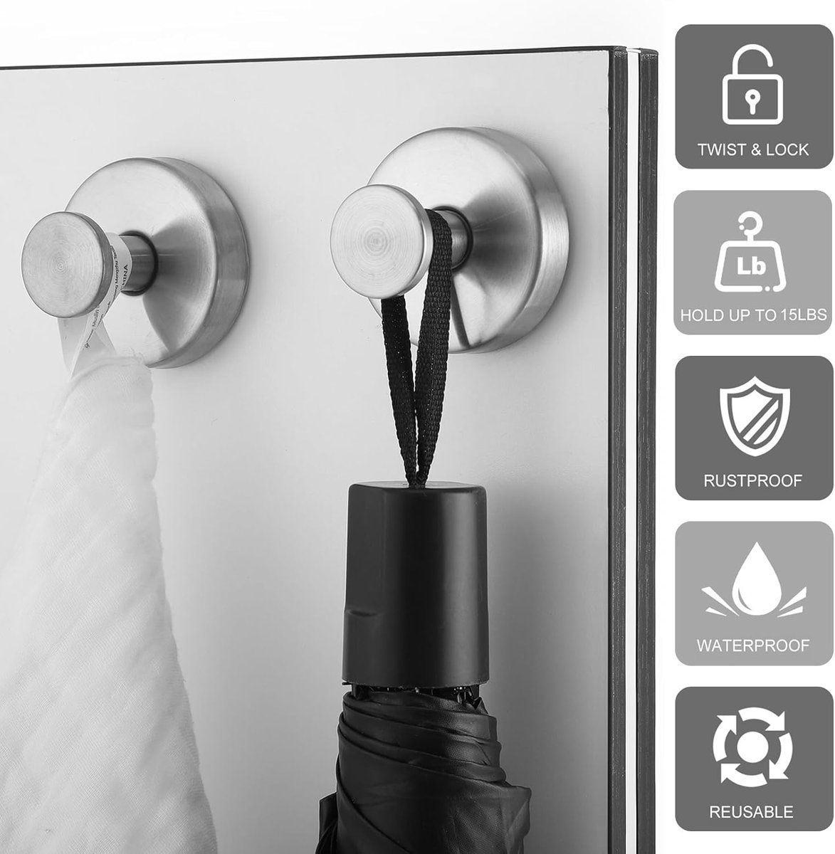 BIRDDIE 10 Pack Suction Cup Hooks For Shower, Suction Cup Towel Hooks Bathrooms Adhesive Wall Hook Sus304 Waterproof Stainless Steel Hooks Bathroom Bedroo
