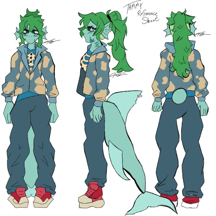 Guys, we finally made a reference sheet, ! The eyes are a lil funky but other than that she's pretty fire!