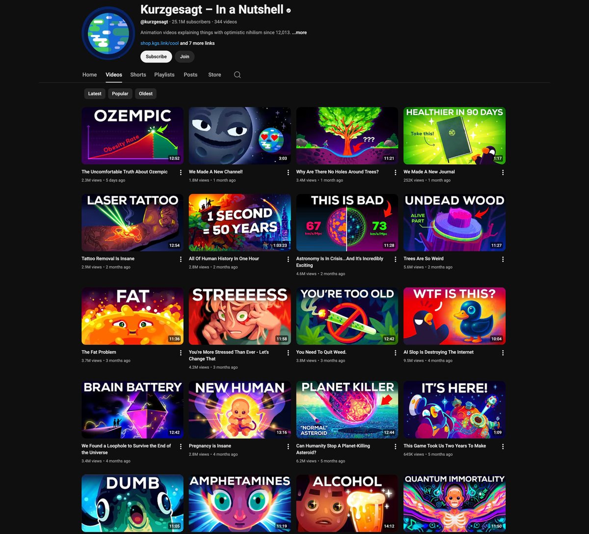 A really strong thumbnail strategy is building branded thumbnails

Kurzgesagt is a really good example:
Every video has the same dark background, the same illustration style and the same warm colour style. Once you've seen a single Kurzgesagt thumbnail, you can recognize them