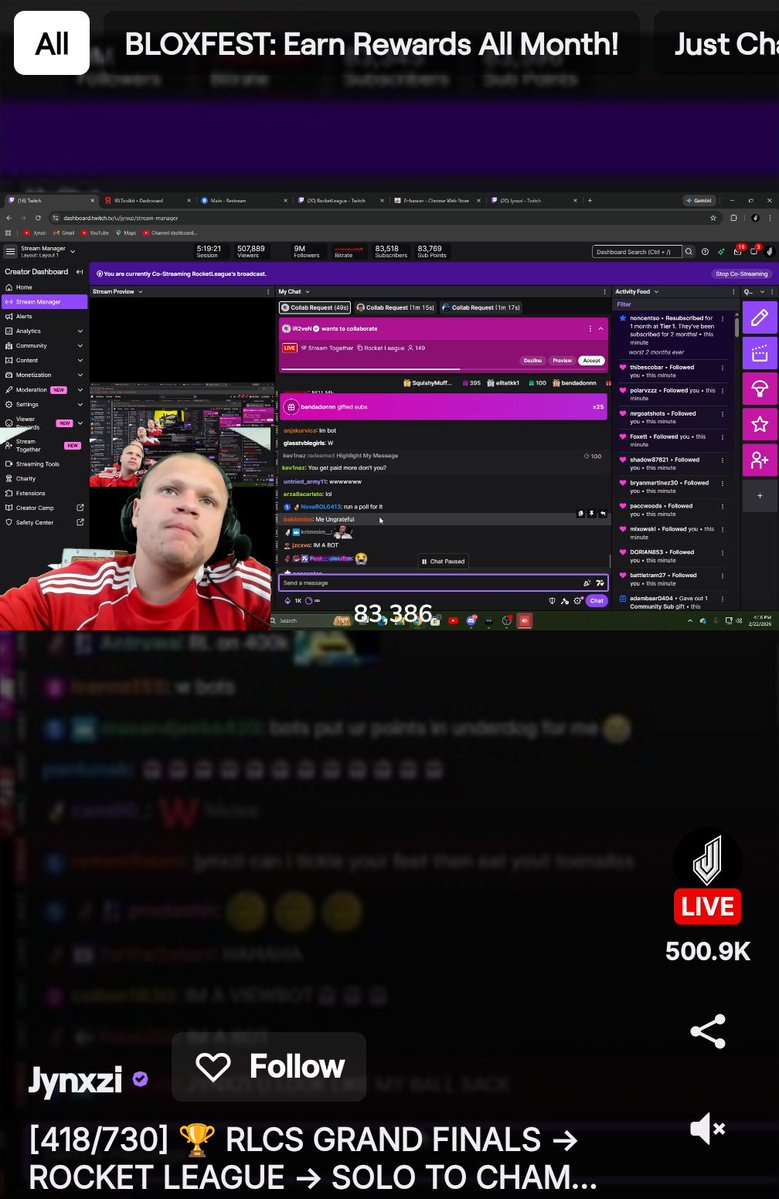 DgafDustin's tweet image. @jynxzi raided by bots 💀 500.9k viewers!! 🤯
#streamfail #twitch #twitchstreamer #bots