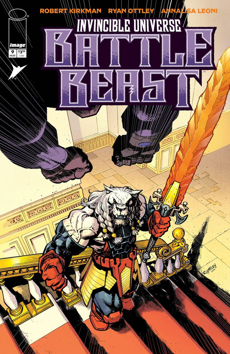 RyanOttley's tweet photo. Battle Beast 9 cover. I paid homage to myself from Invincible 61. Why would I do that? Weird! https://t.co/oBJRN9wIbP