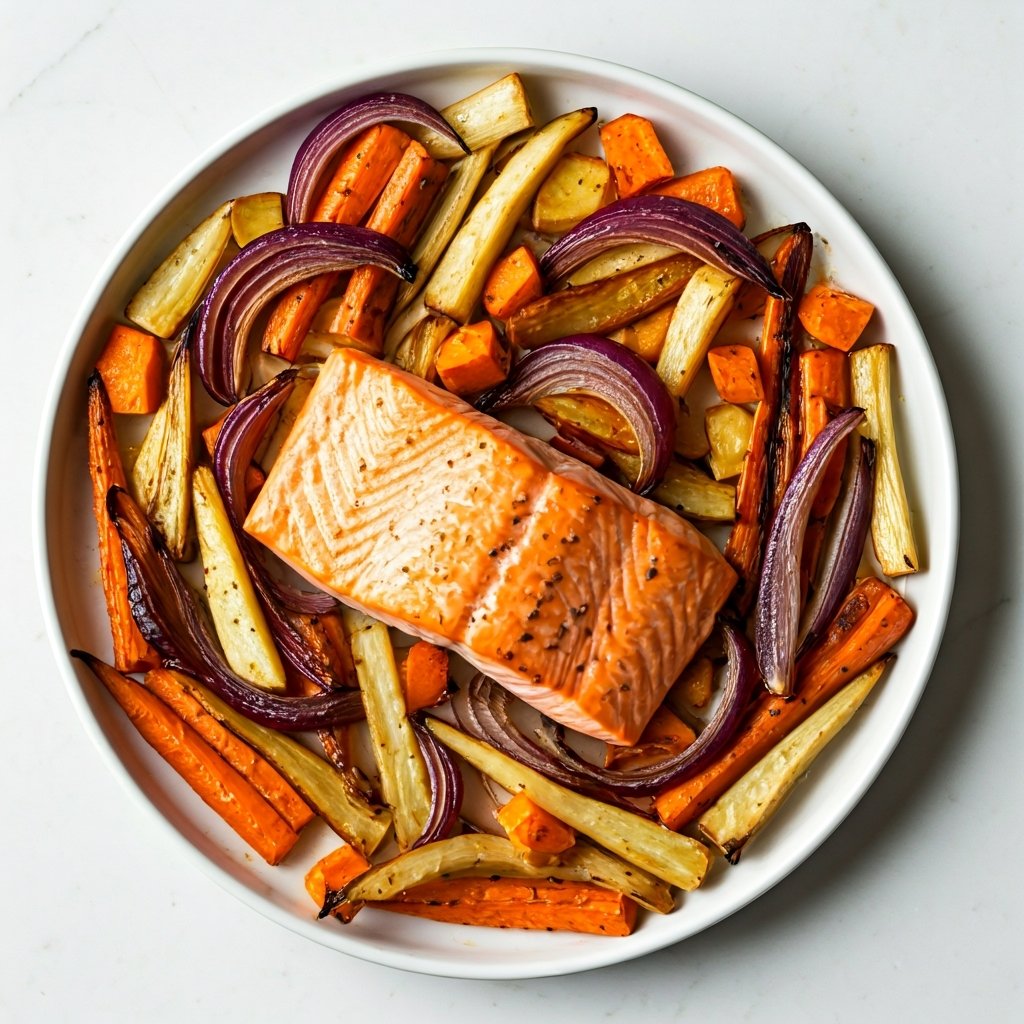 safeplate_ai's tweet photo. AI Generated Meal ✨
Sheet Pan Salmon with Roasted Root Vegetables and Lemon-Dill Vinaigrette (dinner)
Plan your meals with SafePlate AI! (Link in bio)
#AI #MealPlan #Recipe #SafePlateAI https://t.co/5g5xjHhdsw