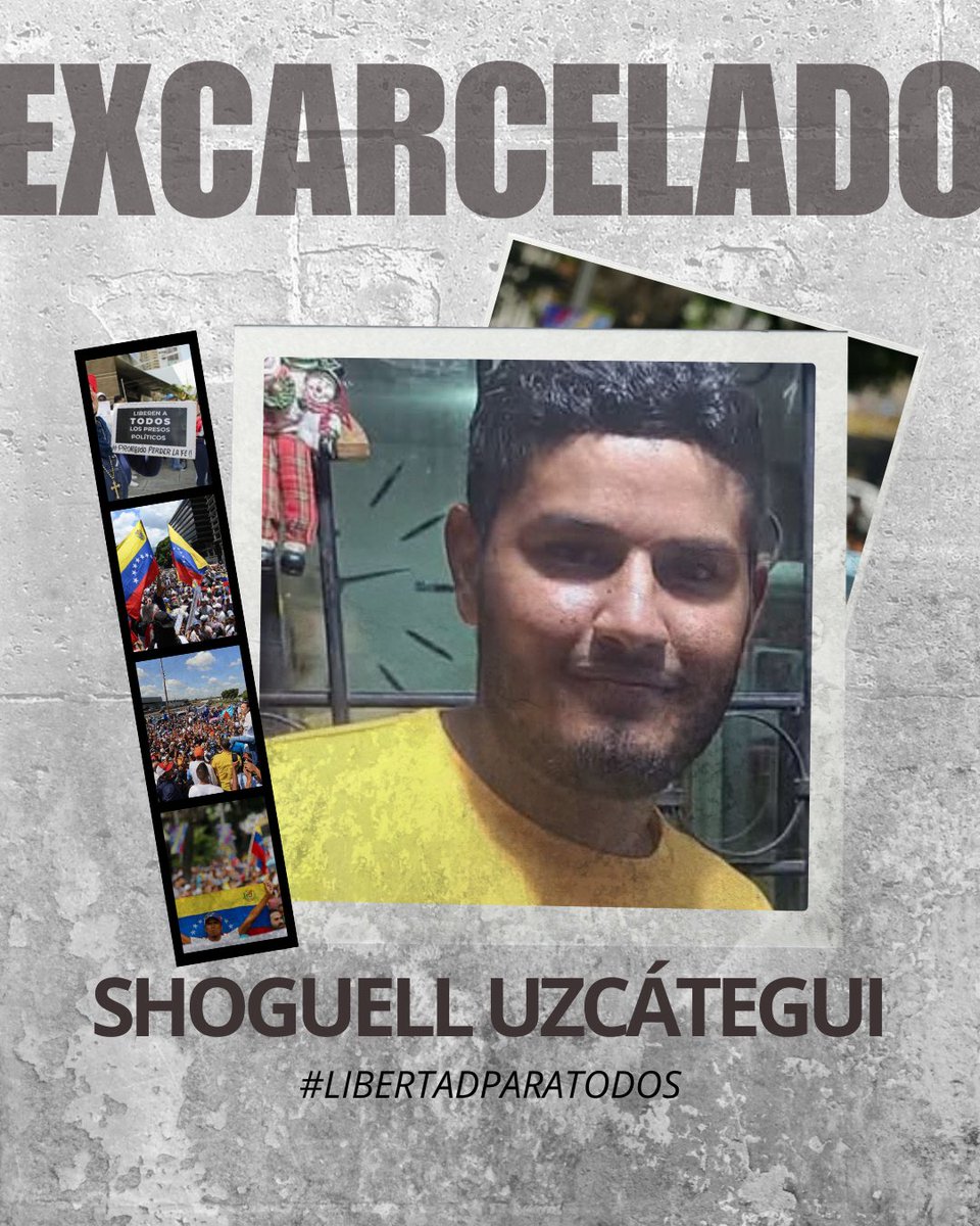 #URGENTE | Hasta el momento podemos confirmar la excarcelación de: 

Juan Freites.
Andrés Cabrera.
Roberto Vernet.
Shoguell Uzcátegui.
Hostari Molina.
Ricardo Navarro.

Las excarcelaciones parciales no son un favor.
Son una obligación del Estado frente a crímenes que nunca
