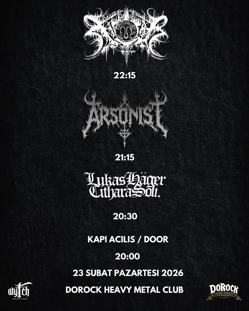 wytchproduction's tweet photo. Depresif black metal sahnesinin kült ismi Xasthur, Variations of Disharmony turnesi kapsamında bu akşam Dorock Heavy Metal Club sahnesinde 🎖️

Gecenin açılışını, karanlık folk tınılarıyla Lukas Hager aralıyor ve daha sonrasında kontrolü Arsonist devralıcak 🔥

#xasthur #dsbm https://t.co/8UFcc5uN29