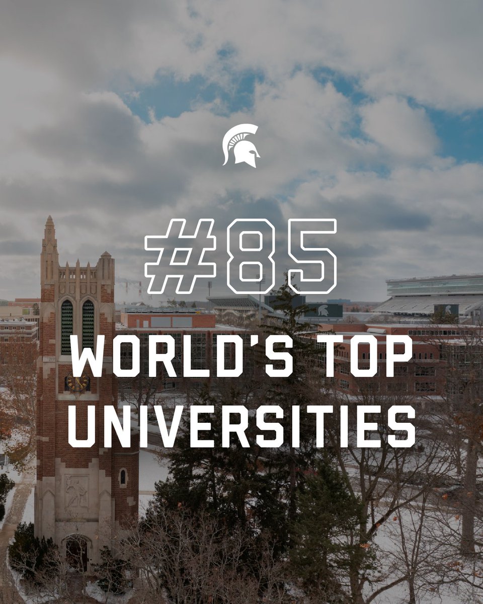Proud of this: MSU is ranked #85 among the world’s top 100 institutions according to <a href="/TIME/">TIME</a>.