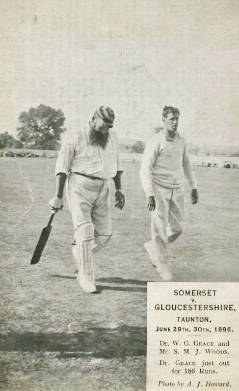 PictureSporting's tweet photo. WG Grace returns the the pavilion after being dismissed for 186, Somerset v Gloucester, Taunton, June 29th 1896.  His innings lasted five hours 50 minutes.  Although he turned 48 a fortnight later, Grace enjoyed another outstanding summer scoring 2135 runs 42.70 and took 52  wickets at 24.01