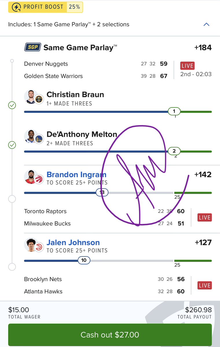 Need A Big 2nd Half For The Tuck From Jalen Johnson &amp; Brandon Ingram 🙏🏽 

Posted In #BetLeveling 
👑🔗 - Winible.com/Betleveling

FREE ACCESS CODE: BLFREE 

#LionLocks🦁🔒 #Gambling𝕏 #NBAX