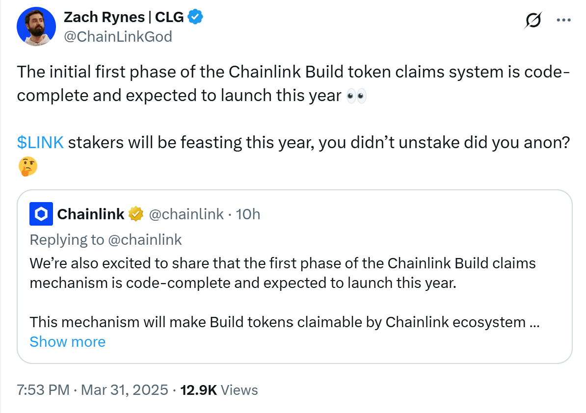 ChainlinkThomas's tweet photo. According to paid Chainlink employee @chainlinkgod , stakers would be "feasting" this year because of the BUILD rewards. Meanwhile the average allocation to a fully staked 15k LINK wallet is worth 2k USD at current prices. $LINK What went wrong? LOL @rorypiant https://t.co/NBWDqyhhi4
