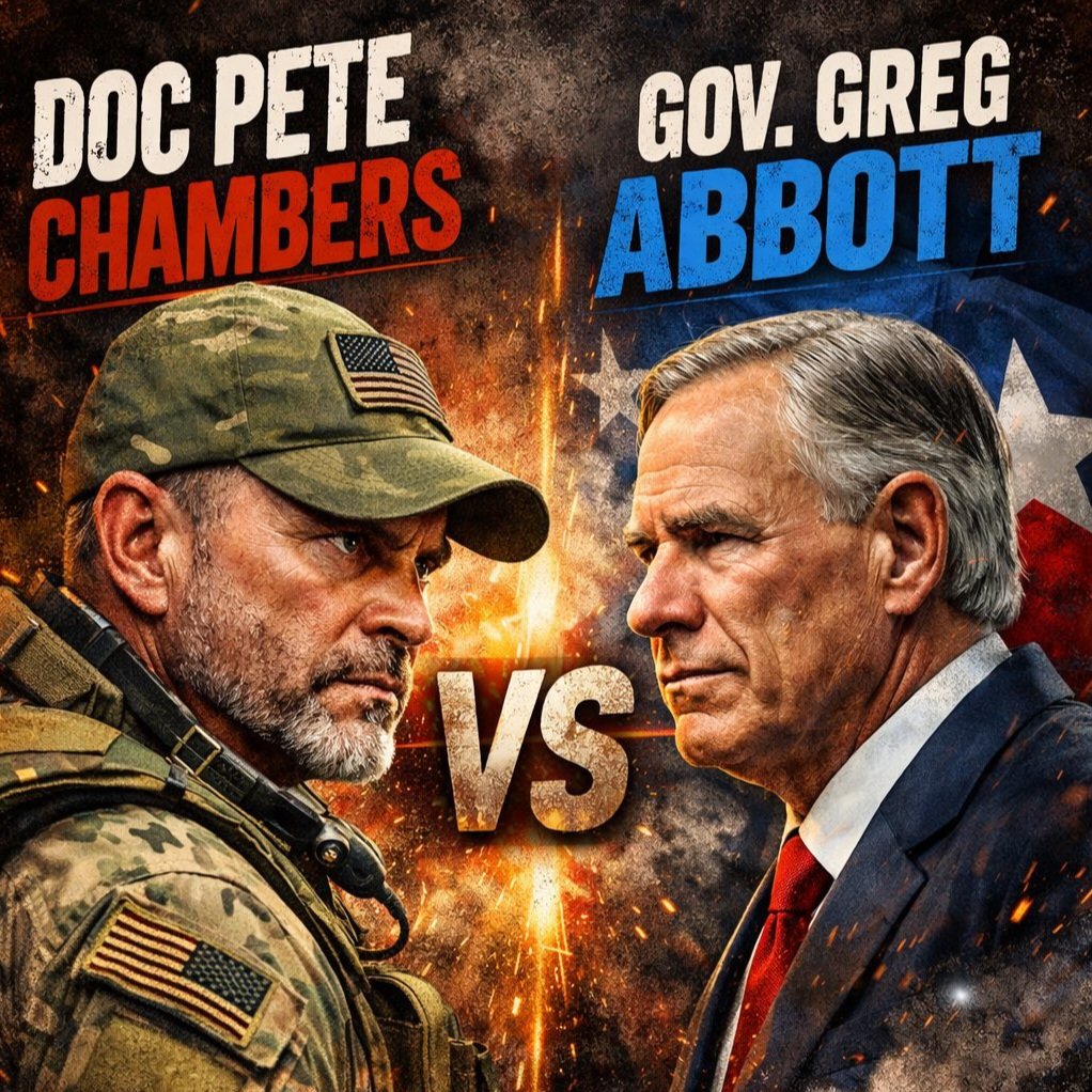 Yo Texas, I think we should give <a href="/DocPeteChambers/">Doc Pete Chambers</a> a shot.

I listened to an interview of him on an Anon podcast. He's a Military Patriot, &amp; he wants to face the Muslim problem in Texas (and more).

I'm giving Doc my endorsement.