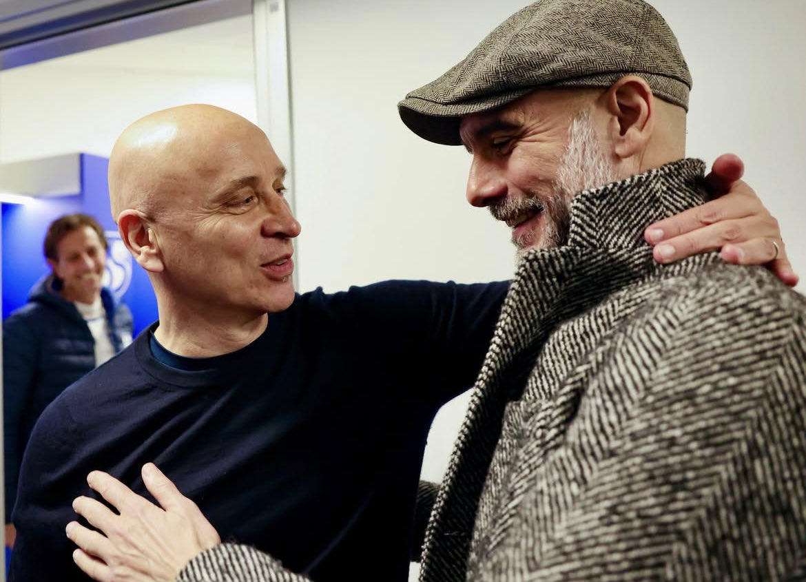 NicoSchira's tweet image. Pep #Guardiola was today at Rigamonti Stadium to support his former #Brescia against Pro Patria