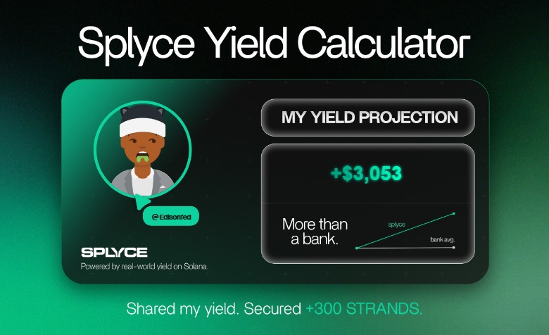 Edisonfed's tweet photo. Just tested the real-world yield calculator from @SplyceFi.

My numbers came out +2,928.23% higher than leaving it in a bank.

Check yours: https://t.co/WoFjzqURxo https://t.co/T88nWSOlsu