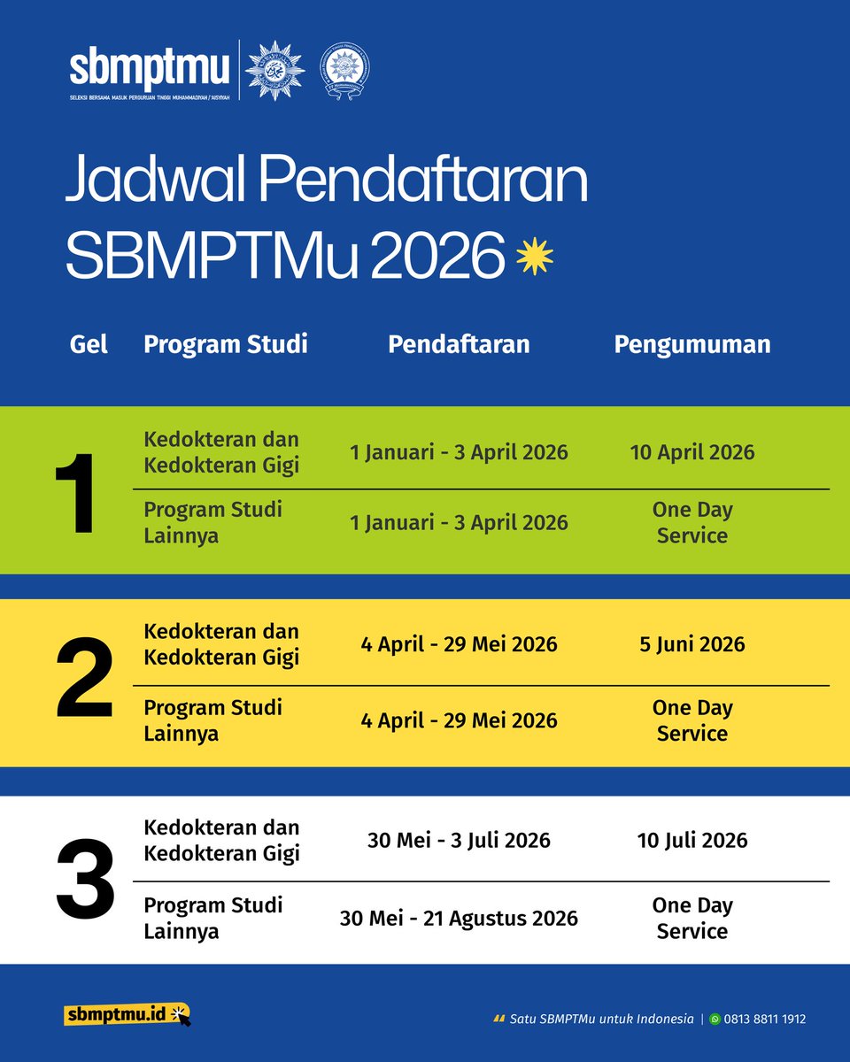 Jadwal Pendaftaran SBMPTMu 2026✨️

Yuk, segera daftarkan dirimu!🥳

Satu SBMPTMu, Untuk Indonesia!

#SBMPTMu #PTMA #DaftarKuliah #DaftarKuliahSwasta #KuliahSwasta