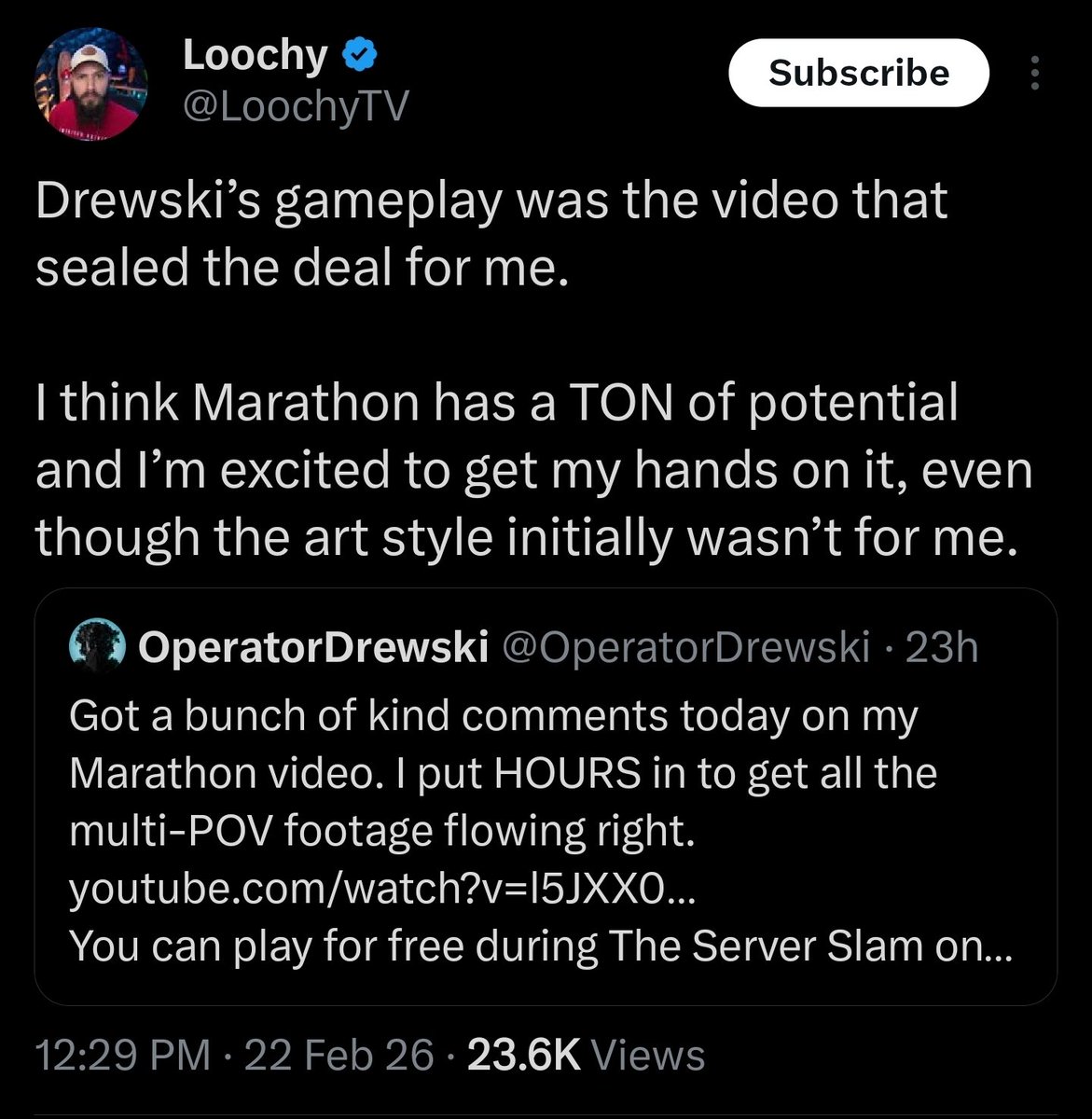 Marathon #1 defender tweet media