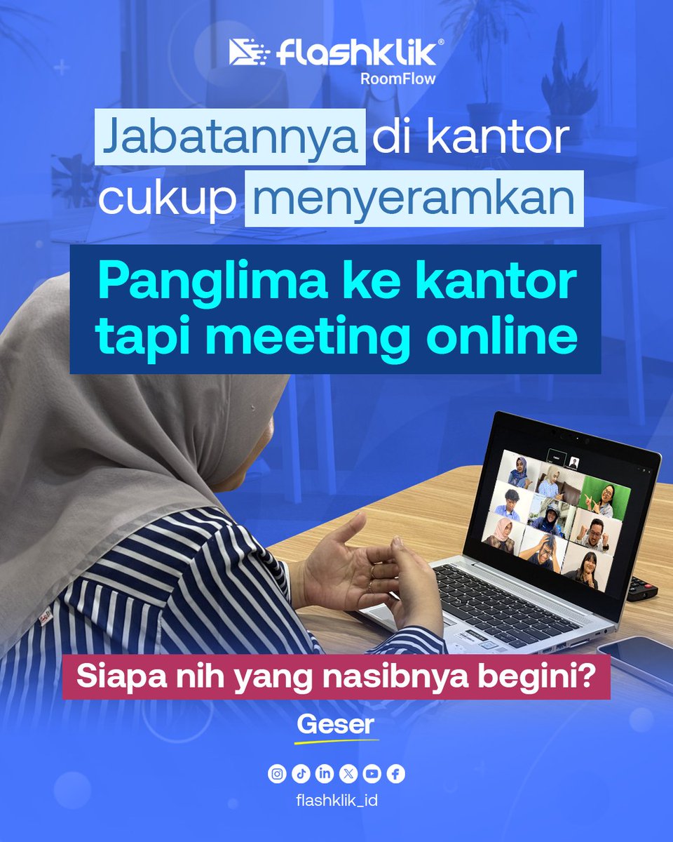 flashklik_id's tweet photo. Meeting online sering terasa lebih menguras energi? 👀
Terlalu lama di depan layar, kurang interaksi, jadi lebih gampang zoned out.

Pernah sejenuh apa kalian saat meeting online?
Yuk, share pengalamanmu di kolom komentar 💬 https://t.co/iVWpFrYptU