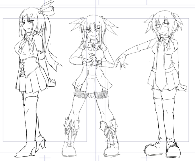 skebの習作
等身はいつもの絵柄よりちょい低めにしてこの辺りで
顔のバランスはイラスト描きながら調整かね 