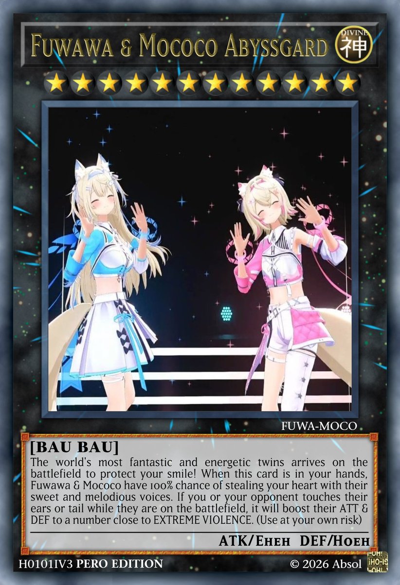 Absol1990's tweet image. My favorite card is definitely the strongest of all!
BAU BAU!🩵🩷🐾
#FUWAMOCO 
#TeamSPLittleKnight