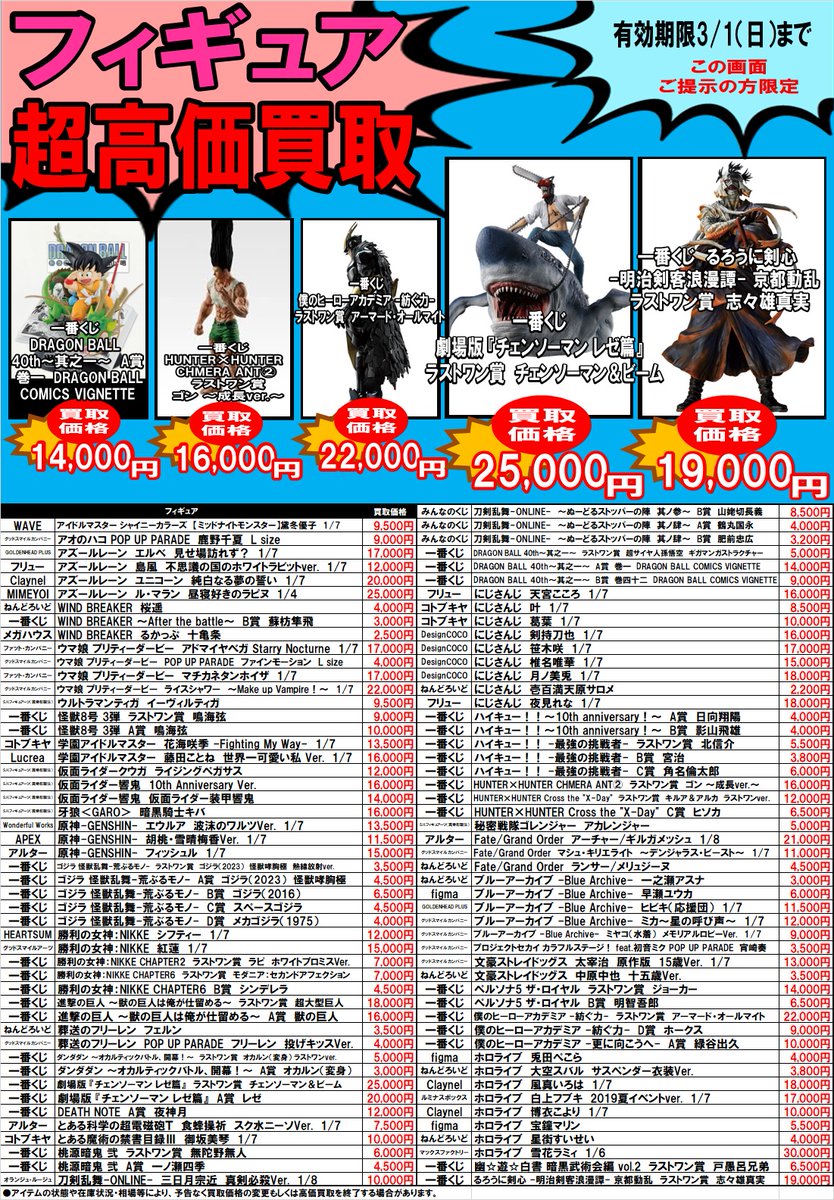 フィギュア・プラモデル超高価買取中！！ 買取受付時「最初」にこちら