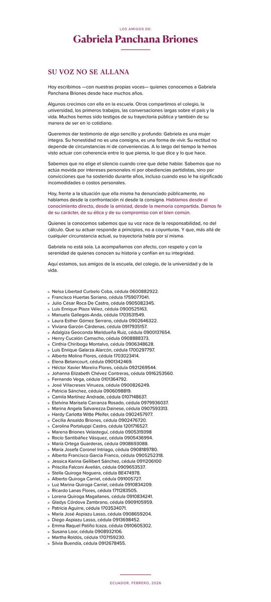 nelsacurbeloc's tweet photo. Gabriela Panchana no está sola... el país necesita muchas voces como la de ella para ponernos de pie. Y el gobierno escuchar, y atender la opinión de quienes quieren un país justo, donde podamos confiar  en quienes nos representan. https://t.co/pr2SC3lPgy
