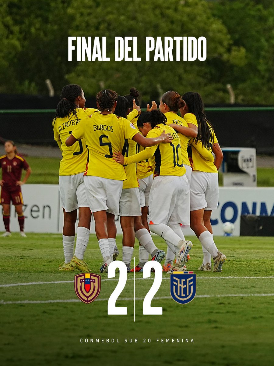 vtv_ecuador's tweet photo. #Deportes: ⚽️⚽️¡Clasificamos al #MundialPolonia2026! 😍😎📝🎙🇪🇨⏱ 90' | 🇻🇪2⃣-2⃣🇪🇨 |#VENxECU • #CONMEBOLSub20 #Femenina • https://t.co/7SnHyHuemL