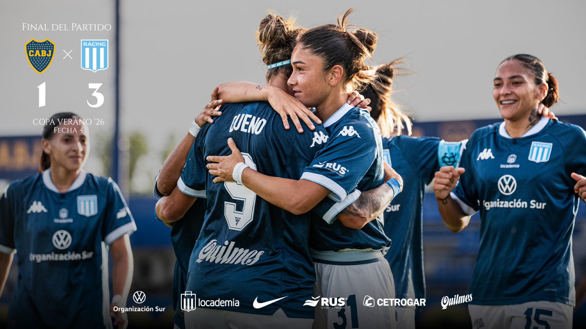 ¡¡¡¡¡𝑮𝑨𝑵𝑶𝑶𝑶𝑶𝑶𝑶𝑶 𝑹𝑨𝑨𝑨𝑨𝑨𝑪𝑰𝑵𝑵𝑵𝑵𝑵𝑵𝑮!!!!!

Con goles de Dolores Maregatti, Rocío Bueno y Agostina Holzheier, venció en su visita a Boca y quedó a un triunfo de obtener la Copa de Verano.