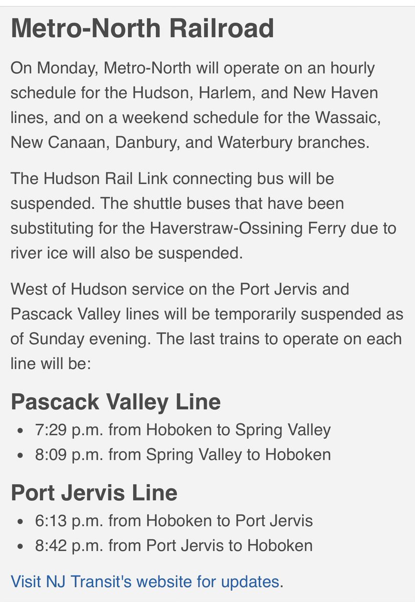 MyVikingRadio's tweet photo. Metro-North storm-related service changes for Monday: https://t.co/lV5DjXUWm8