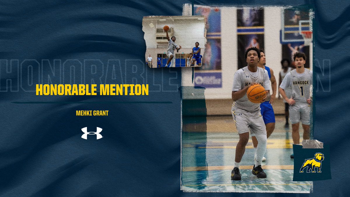 ahcmbb's tweet photo. Congratulations to our guy Mehki Grant @MehkiGrant who has earned Conference Honorable Mention! Well deserved! 🔵🟡 #Fullyfocused #hancocknation https://t.co/xKB6OqIL3S