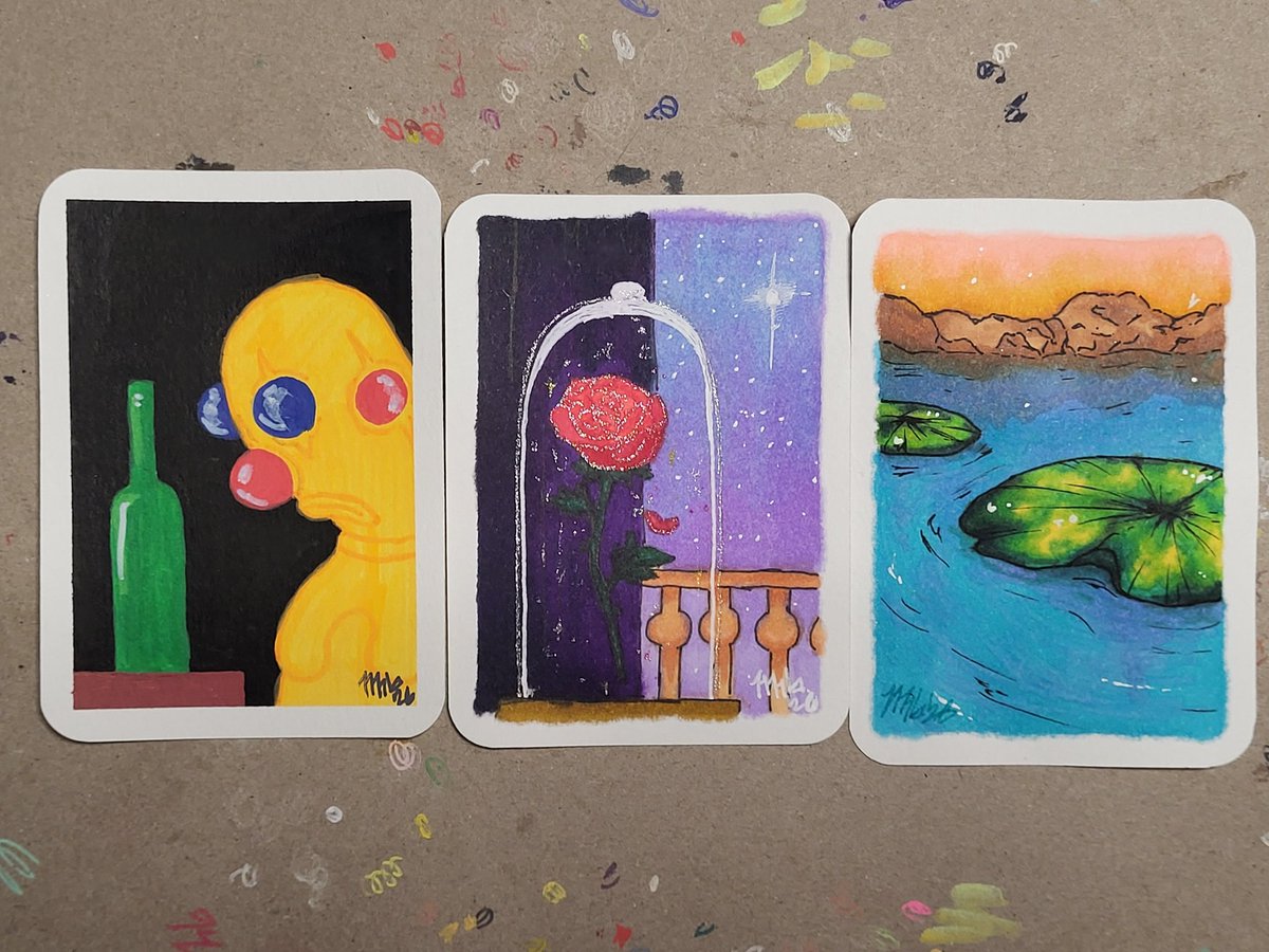 expdepressobean's tweet photo. Been a busy bee this week making ACEO cards #aceo #traditionalart https://t.co/QprL9NJvhy
