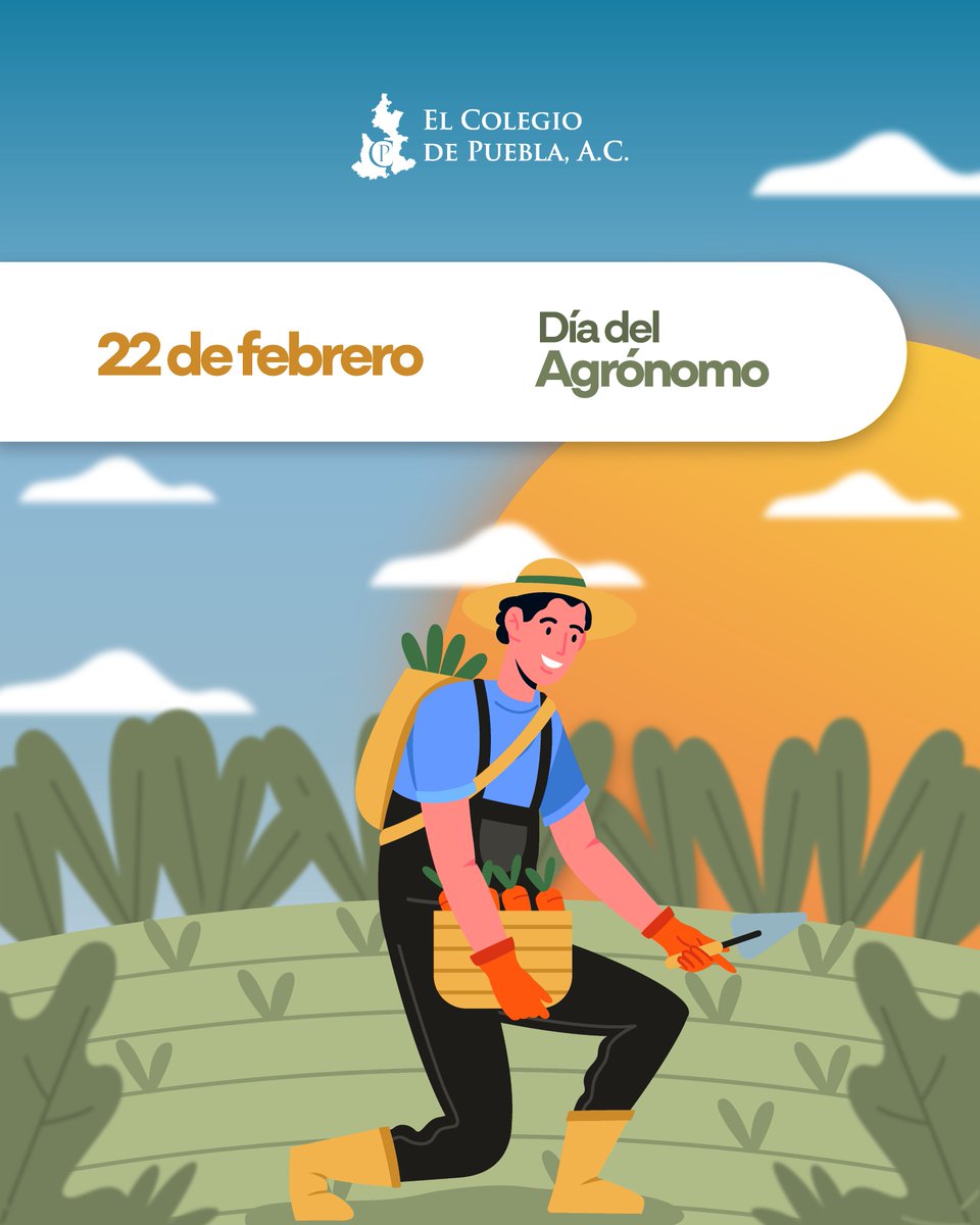 🌾 22 de febrero: Día del Agrónomo

En El Colegio de Puebla, A.C., celebramos con orgullo a quienes dedican su vida a transformar el campo y garantizar la seguridad alimentaria de nuestro país. 🇲🇽🚜

Hacemos un reconocimiento especial a nuestro Presidente, el Ing. Alberto Jiménez