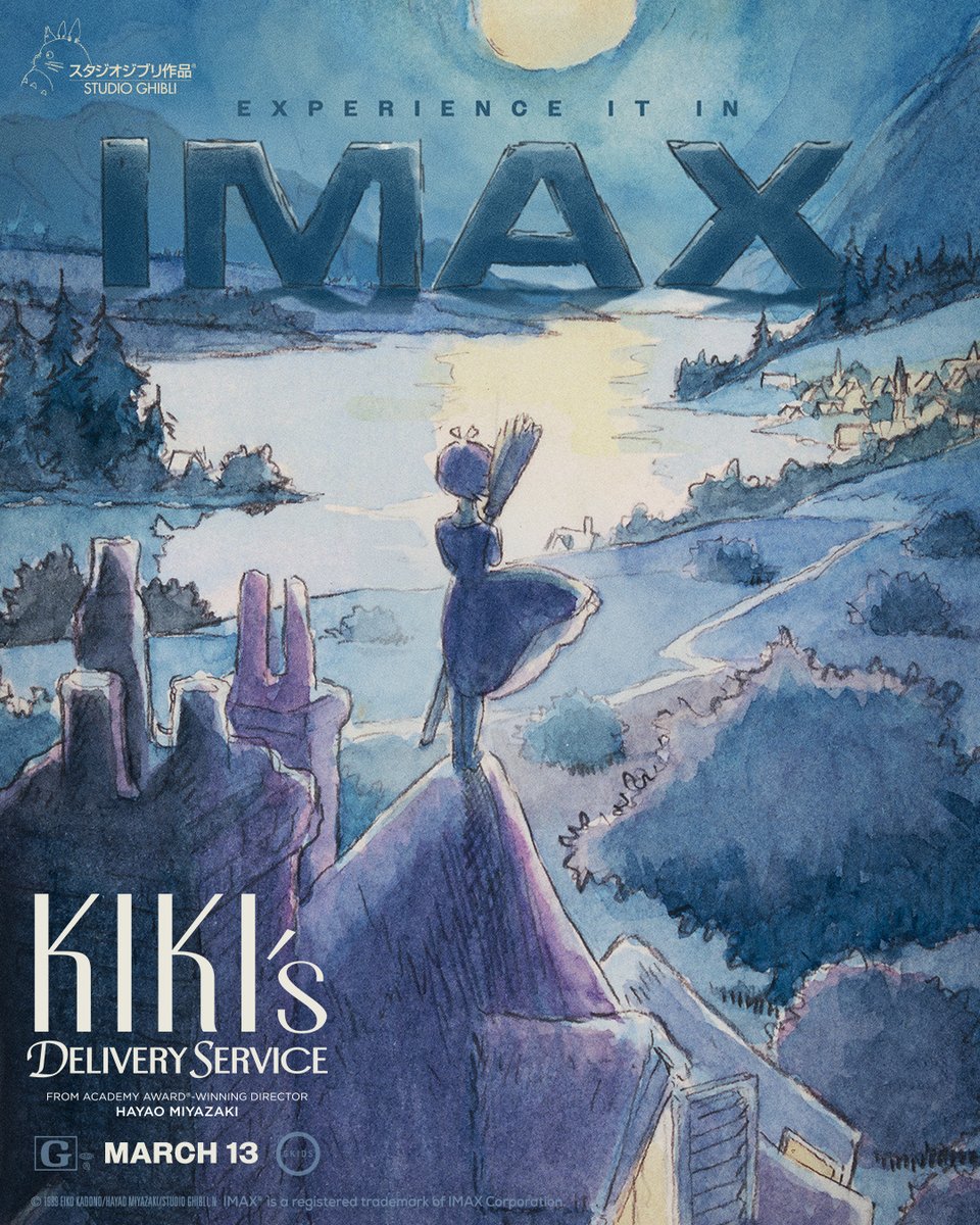 Kiki and Jiji take on the world in IMAX 🐈‍⬛ Experience Kiki's Delivery Service in IMAX March 13. Tickets on sale now. imax.com/movie/kikis-de…