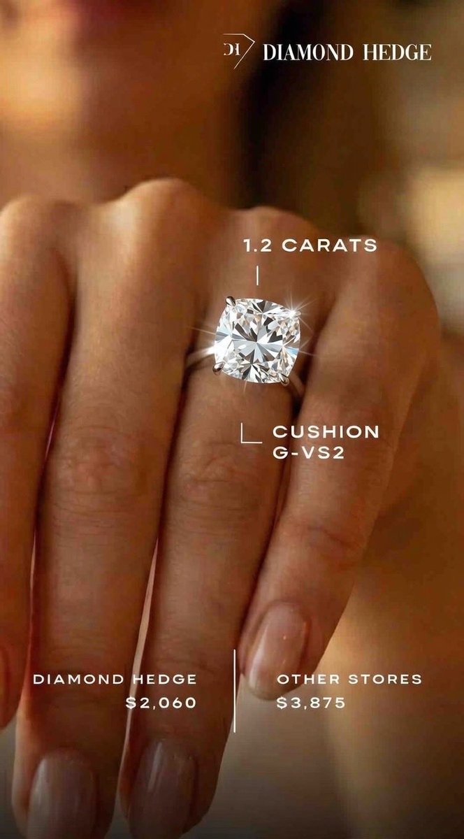DiamondHedge's tweet image. Compare diamond prices on DiamondHedge.com 

1.2ct Cushion G-VS2 Diamond for $2,060 on  for a limited time! #cushioncut #cushion #diamonds #engagementring #diamondhedge
