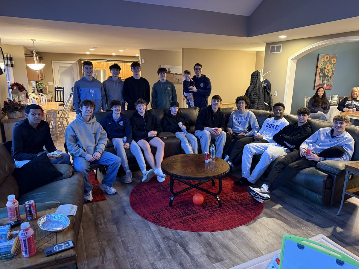 BradMoorhead's tweet photo. The Knights are gathered and await the Sectional 29 draw. Thanks to Quality Fire Protection Inc. for sponsoring our team meal this evening, and to Coach Moorhead’s parents for hosting the team! @gregrakestraw @KyleNeddenriep @IHSAA1 https://t.co/BFnU4v7r4v
