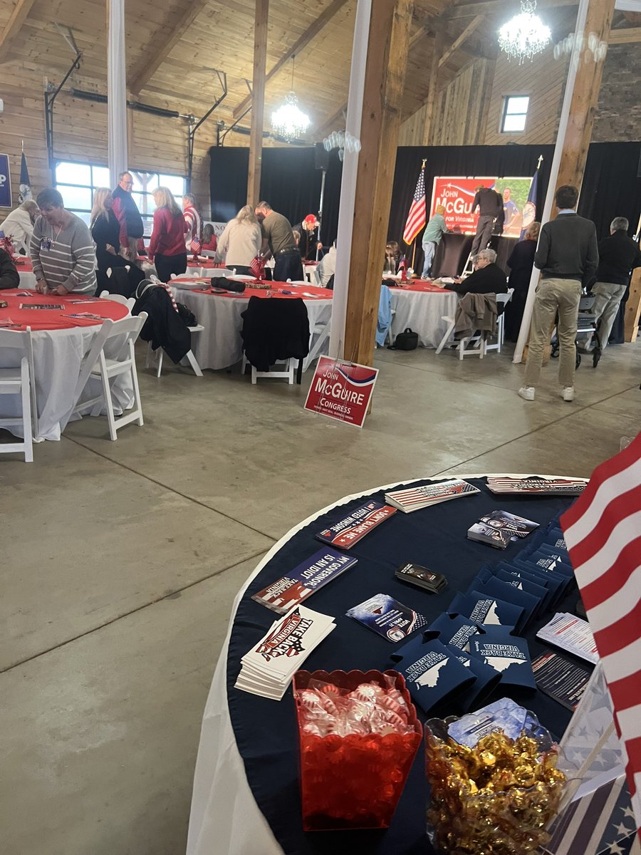 TakeBackVA's tweet photo. We had a wonderful time supporting Congressmen @JohnMcGuire4VA’s re-election campaign at the at The Barn at Poor House Farm in Rice, Virginia. https://t.co/G7Pf7LhBVj