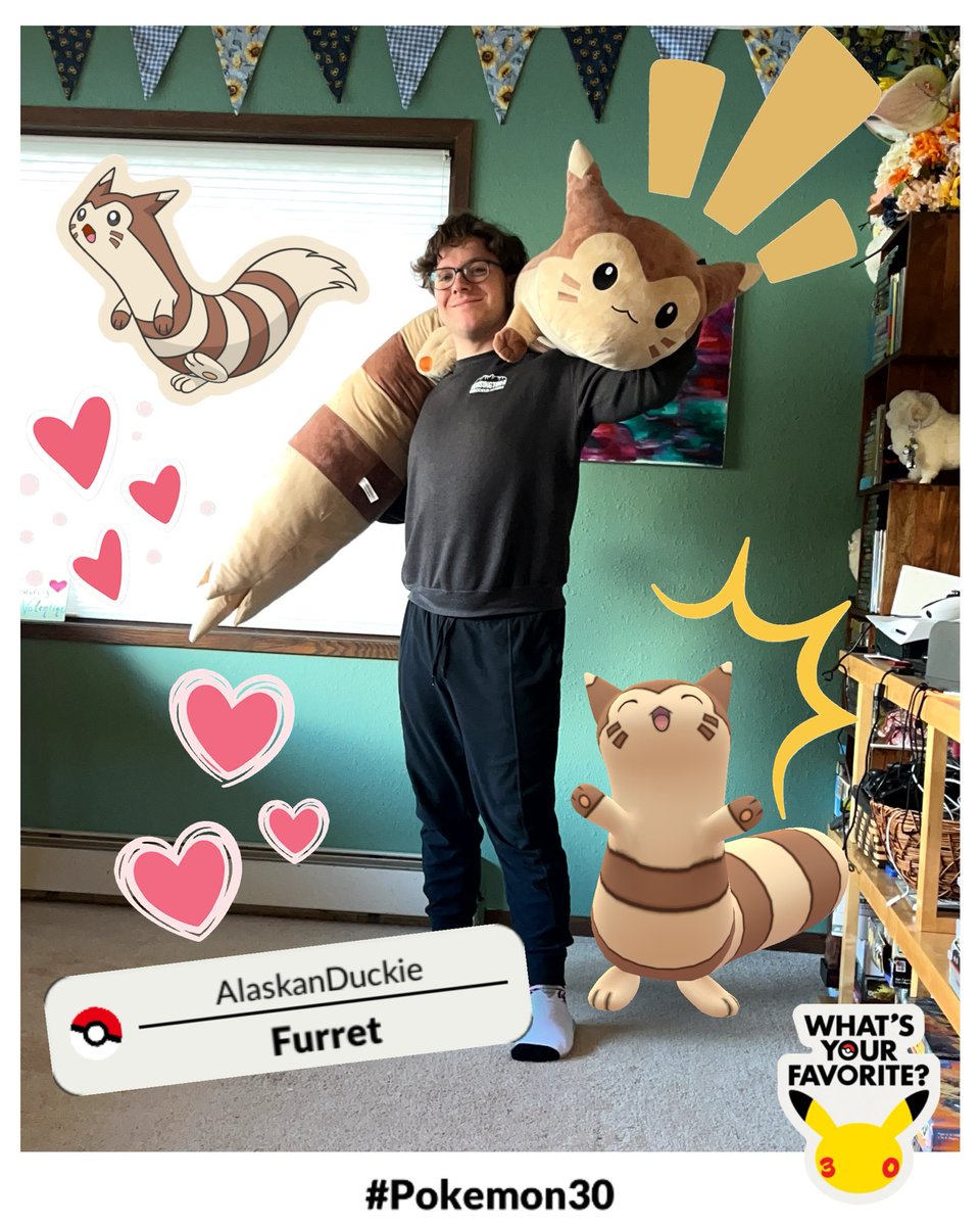 AlaskanRyBread's tweet image. Snap a pic with your favorite Pokémon in Pokémon GO! pokemongolive.com/refer?code=F8C… #pokemon30 #favoritepokemon #furret