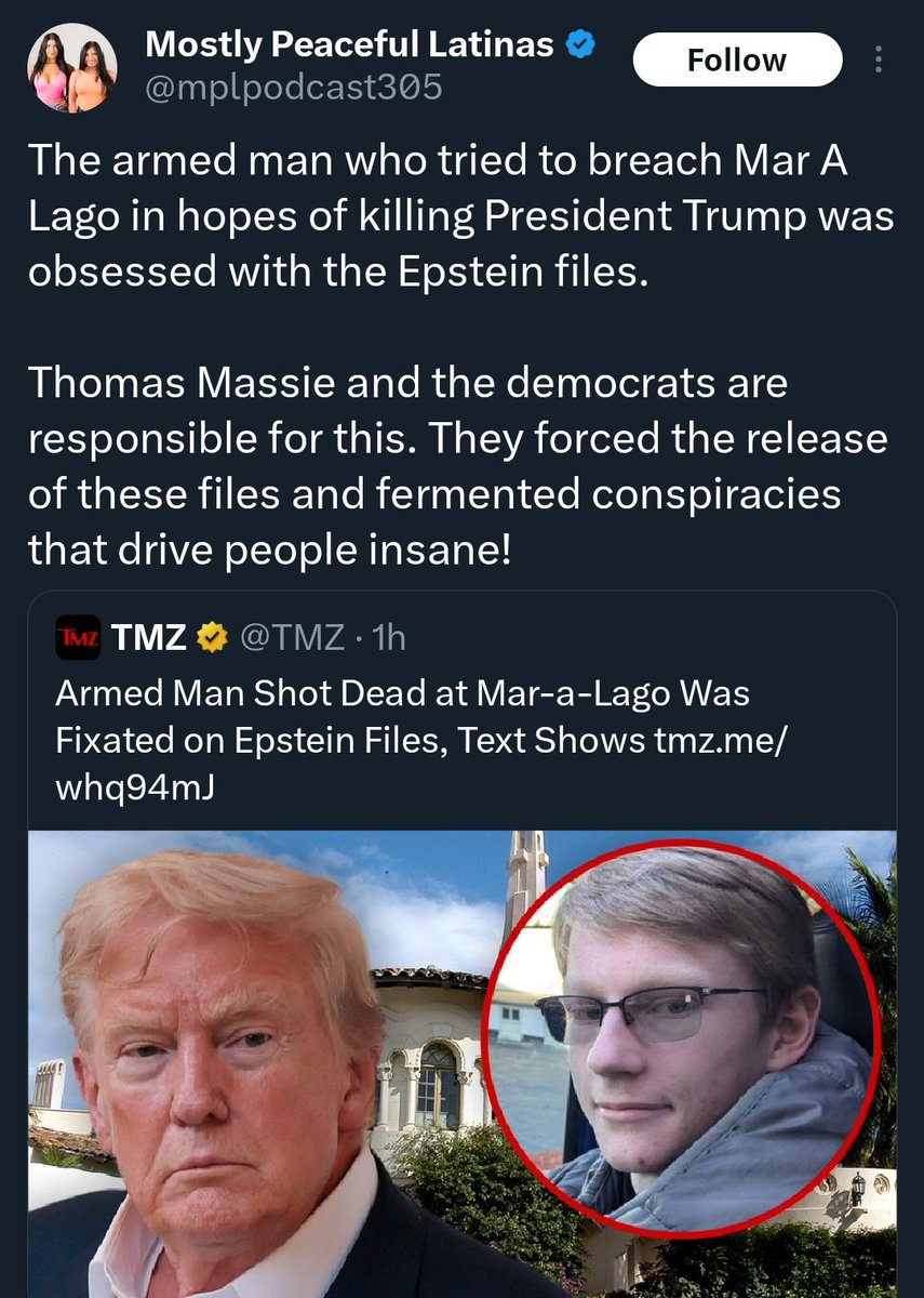 Trump paid Influencers are now saying it's Thomas Massie &amp; the Democrats fault that Austin Tucker Martin found out Trump is a pedophile, because they forced the release of the Epstein files. 

You can't make this up!