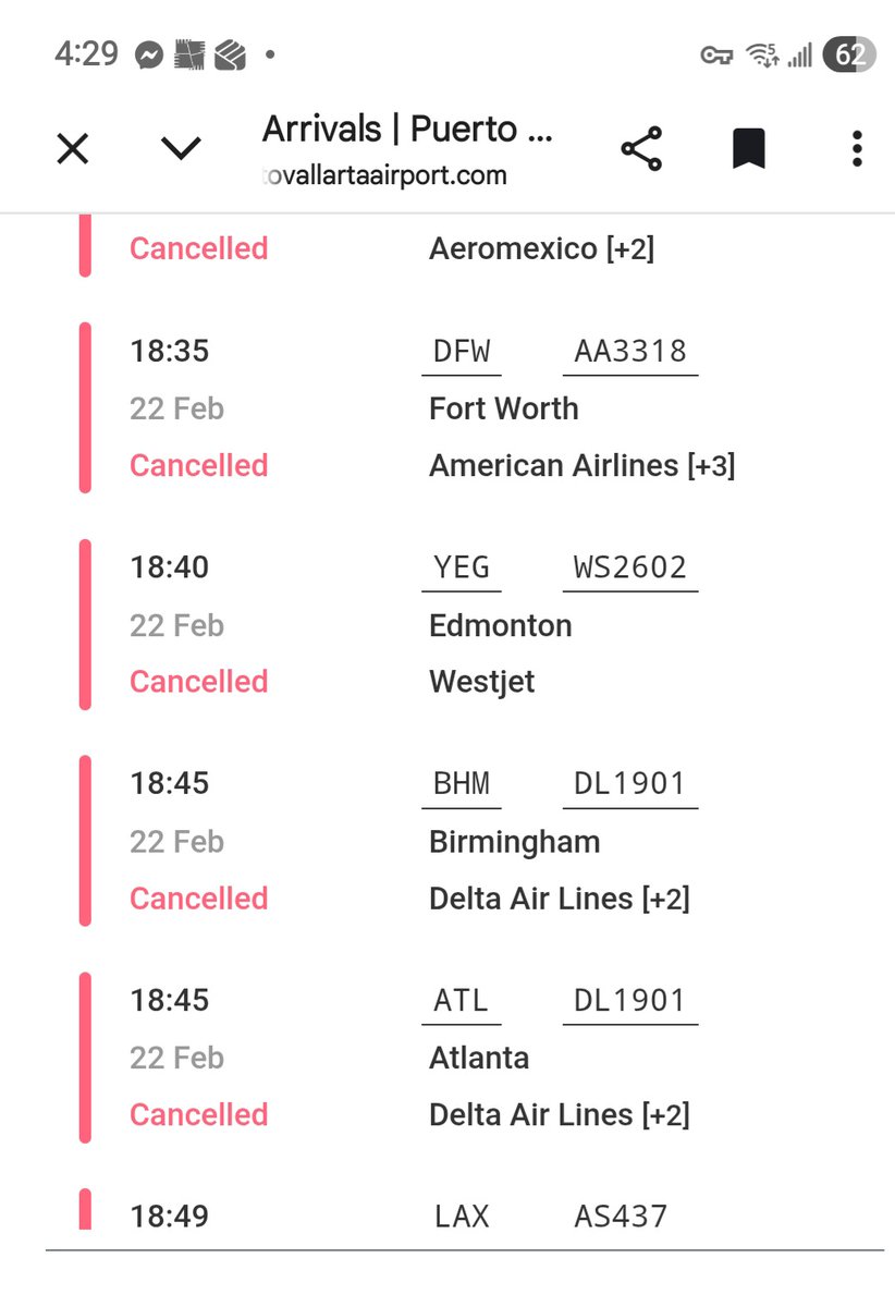 Arrivals and departures canceled at #PuertoVallarta airport.